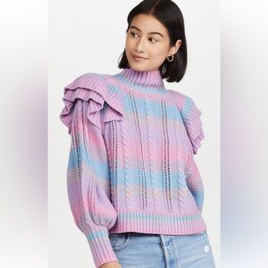 Something Navy Ruffle Mock Neck Sweater - Size L